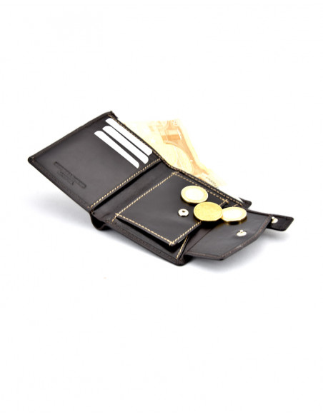 Cartera con broche y monedero cosido lateral