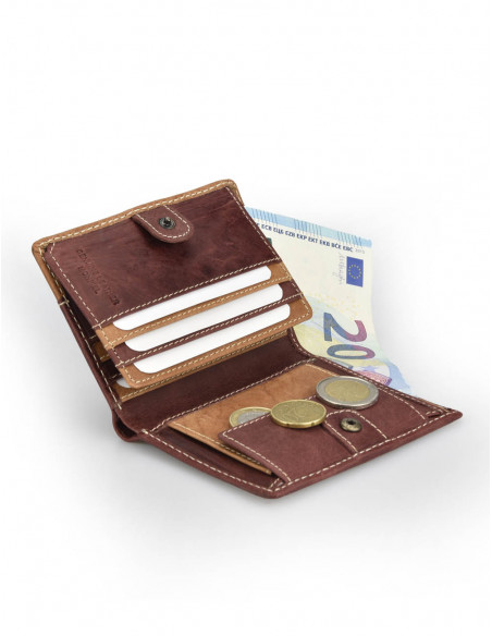 Billetero con Broche Interior y Monedero Lateral Entramado