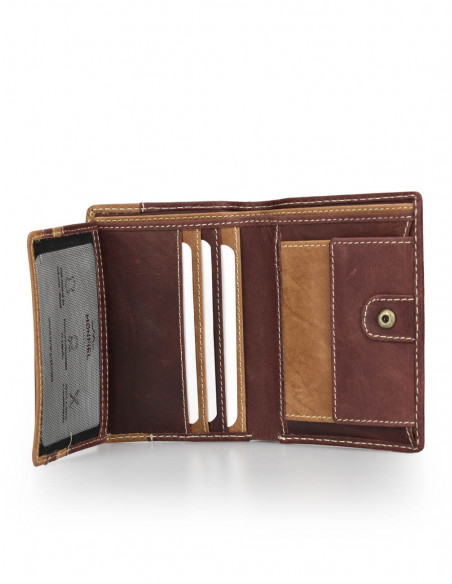 Billetero con Broche Interior y Monedero Lateral Entramado