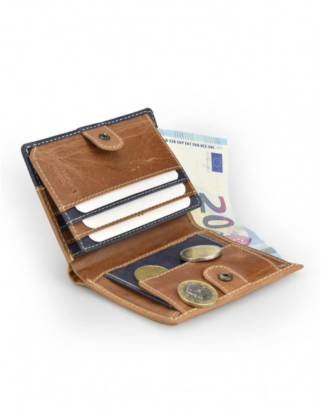 Billetero con Broche Interior y Monedero Lateral Entramado