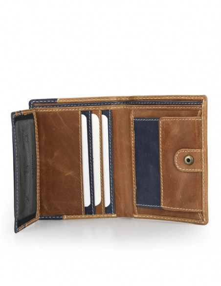 Billetero con Broche Interior y Monedero Lateral Entramado