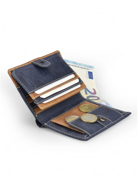 Billetero con Broche Interior y Monedero Lateral Entramado