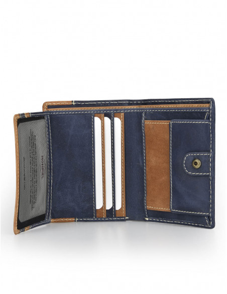 Billetero con Broche Interior y Monedero Lateral Entramado