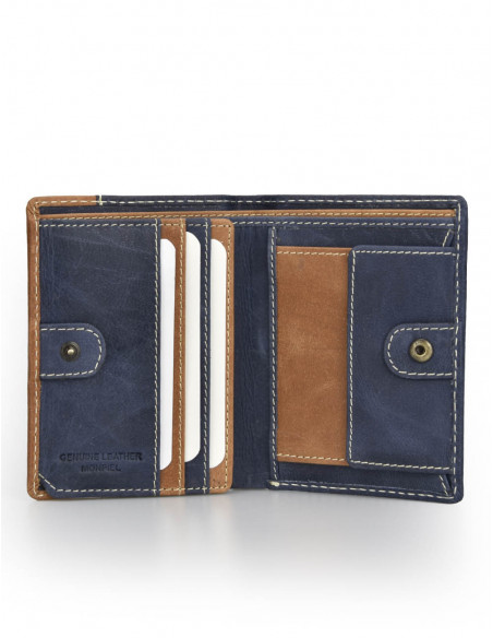 Billetero con Broche Interior y Monedero Lateral Entramado