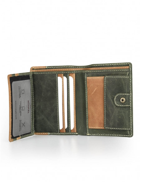 Billetero con Broche Interior y Monedero Lateral Entramado