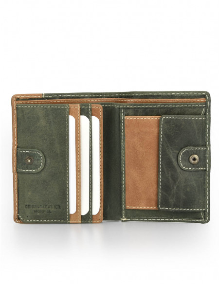 Billetero con Broche Interior y Monedero Lateral Entramado