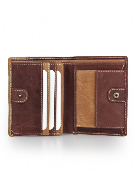 Billetero con Broche Interior y Monedero Lateral Entramado