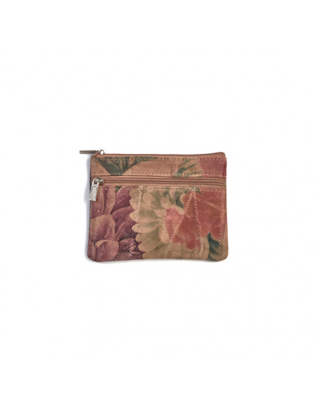Monedero dos cremalleras flores