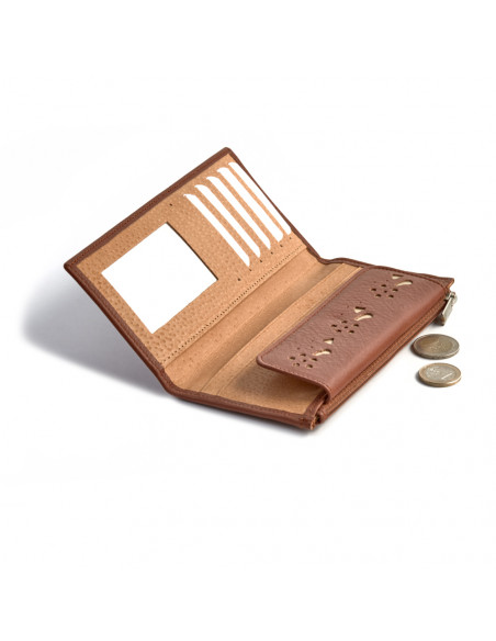 Cartera de Flores Troqueladas con Bolsillo Cremallera