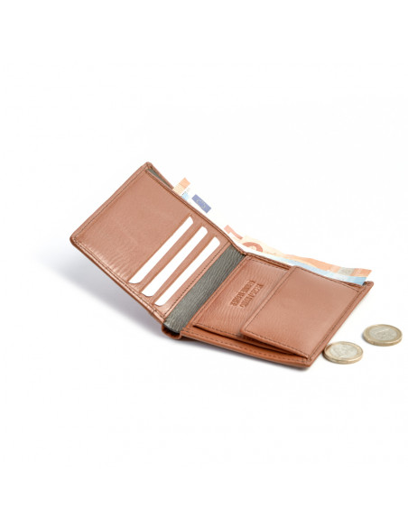 Billetero con monedero piel tramada