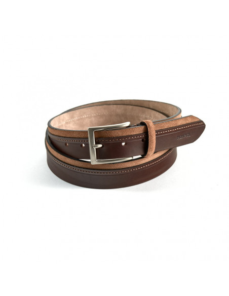 Cinturón en vaquetilla con Mix serraje