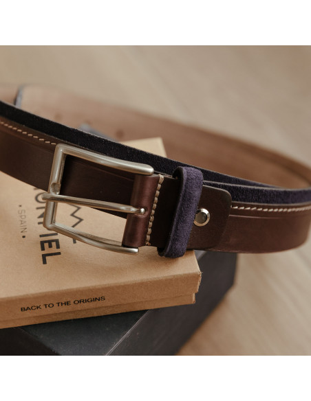 Cinturón en vaquetilla con Mix serraje