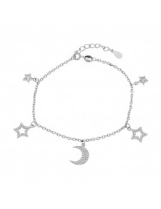 Pulsera Plata Estrellas y Luna