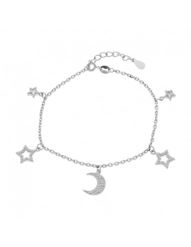 Pulsera Plata Estrellas y Luna