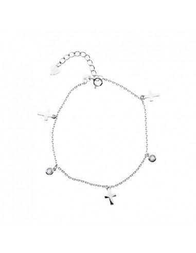 Pulsera Plata Cruces y Chatones