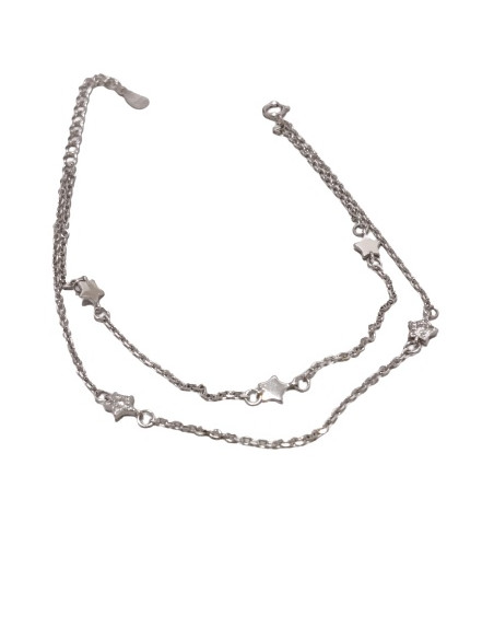 Pulsera Plata Doble Estrellas