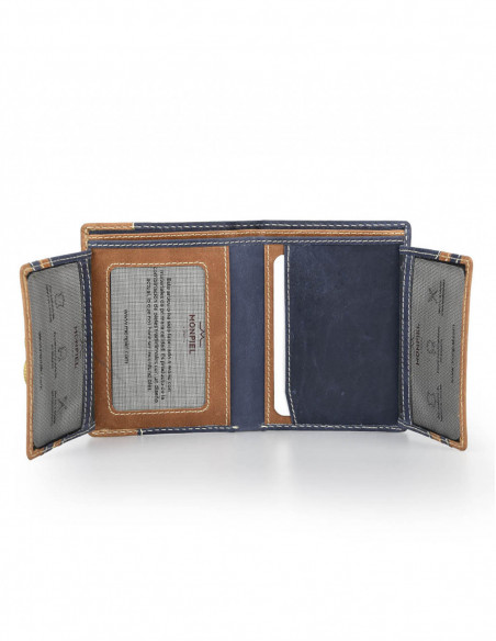 Billetero Simple Lateral Entramado - Marino