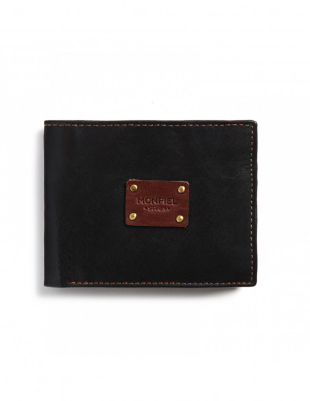 Cartera Americana Grande con Monedero Logo Parche - Negro