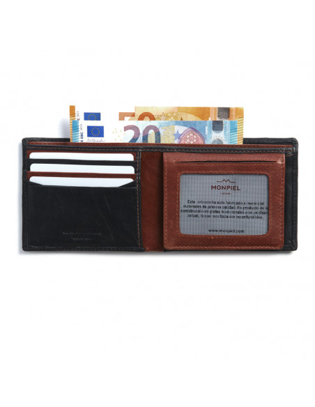 Cartera Americana Grande con Monedero Logo Parche - Negro