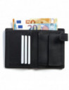 Cartera Grande con Broche y Monedero Doble Costura - Negro